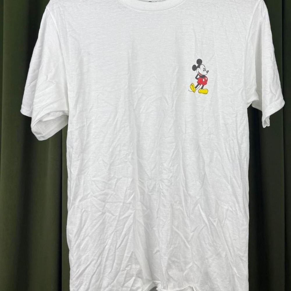 Port & Company Disney Mickey Mouse White Cotton Graphic T-Shirt Small
